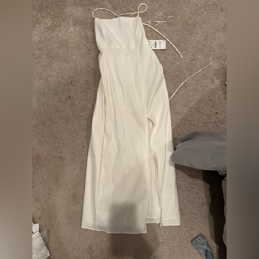 Zara Cream Sheath Dress with slit and strappy back